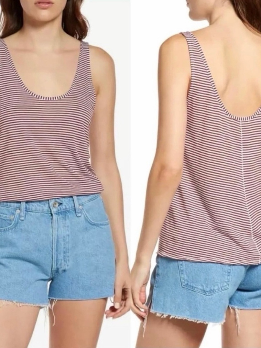 Rag & Bone Michal Linen Tank Top Burgundy Multi US Small